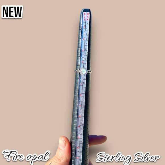 New .925 White Fire Opal Round CZ Crystal Vintage Wedding Engagement Ring - Picture 8 of 9